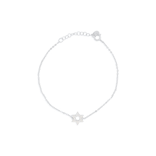 Sterling Silver CZ Star of David Bracelet